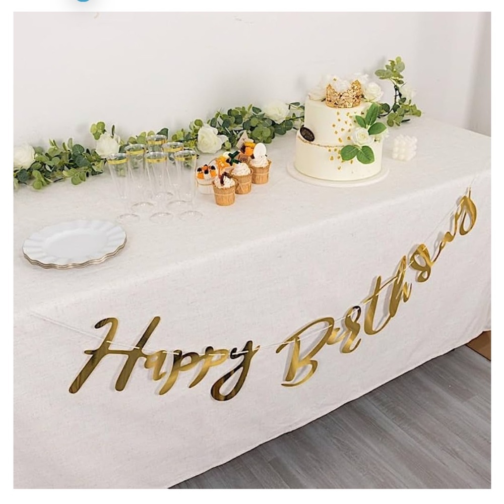 Happy Birthday banner & 2 packs stars banner, metallic gold Paper Hanging Party